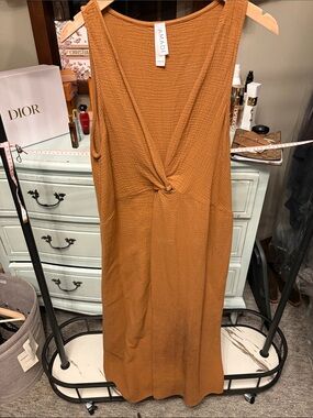 Anthropologie Knot-Front Maxi Dress in Rust
